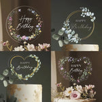 feuilles fleurs transparentes décoration gâteau mariage anniversaire happy birthday mr mrs tringle modernes