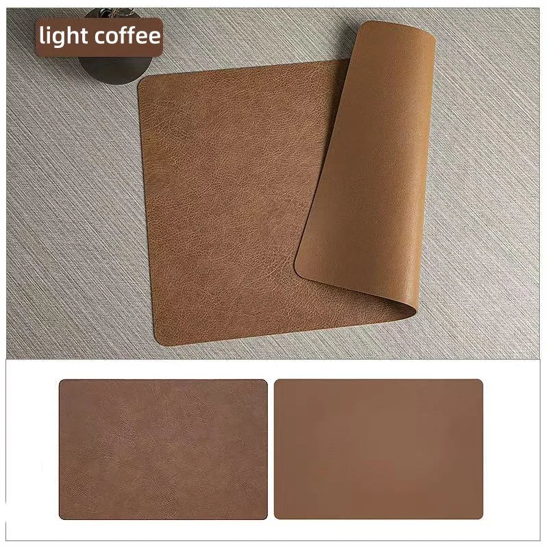 tapis table cuir marron clair moderne résistant chaleur antidérapant imperméable lavable 44.5x30CM