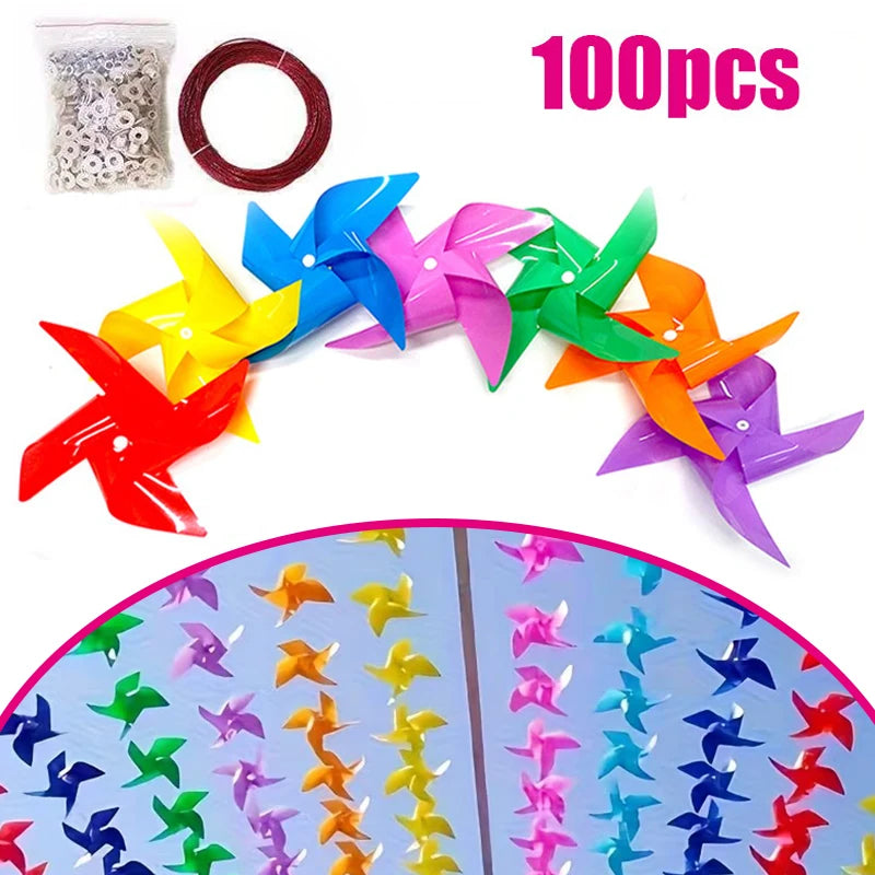 décoration intérieure extérieure éoliennes plastique multicolore moderne 30m cable métal ludique 100 pièces