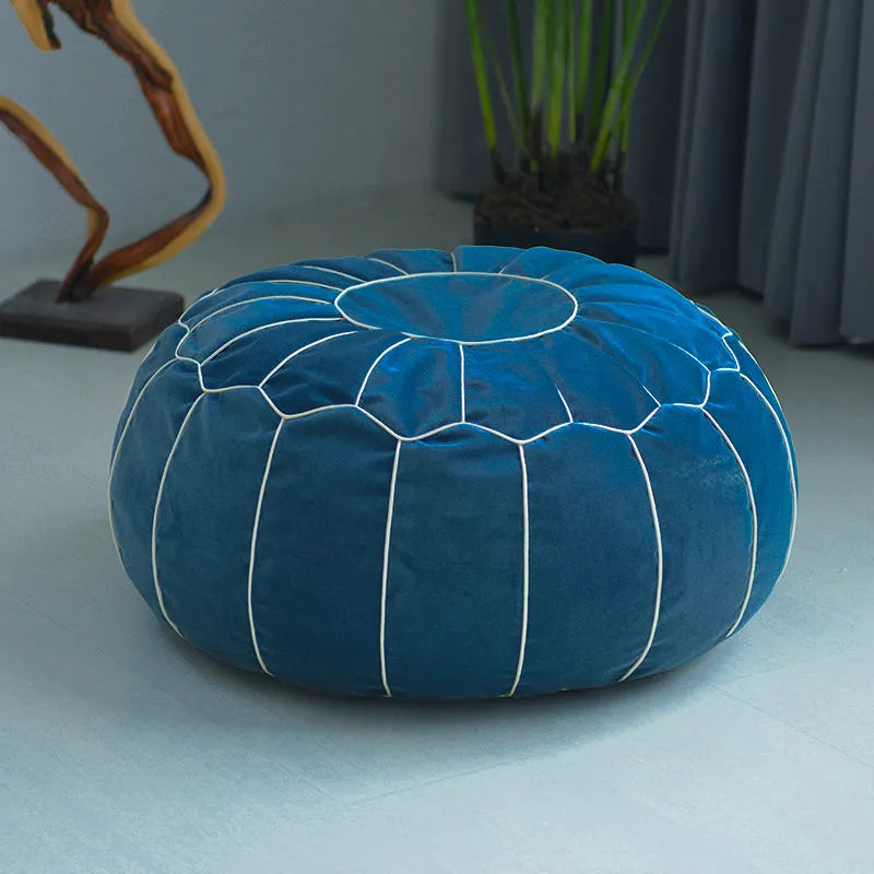 pouf rond décoratif polyester coton couleur vert blanc bleu marine rose orange moderne ethnique