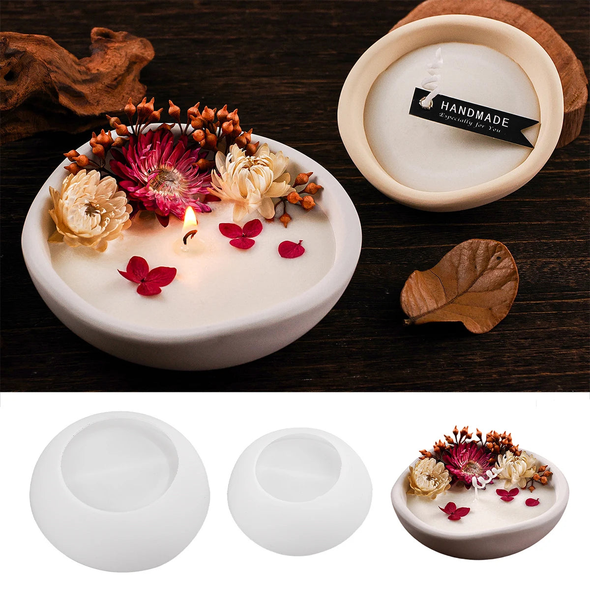 moule silicone diy bougie deco fleur seche bol pot succulente ornement boite rangement rustic