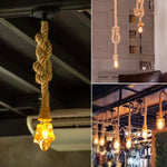 suspension industrielle corde chanvre tressée ampoule E27 chambre restaurant décoration loft