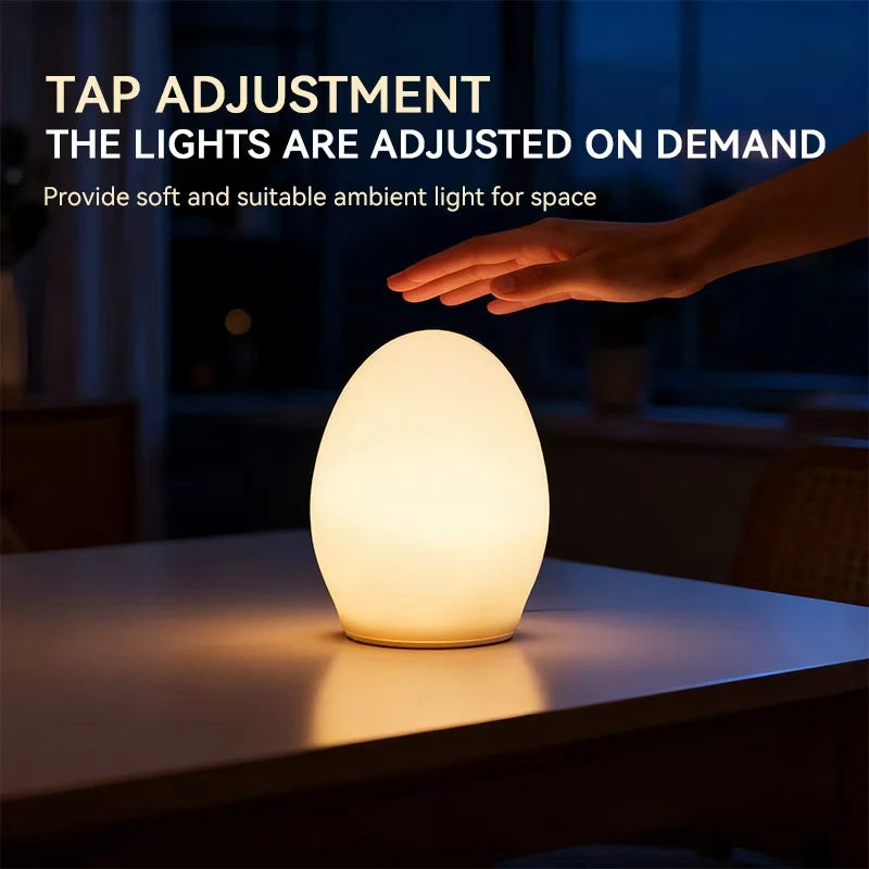 lampe nuit ovale rechargeable blanc moderne minuterie tactile led indicator