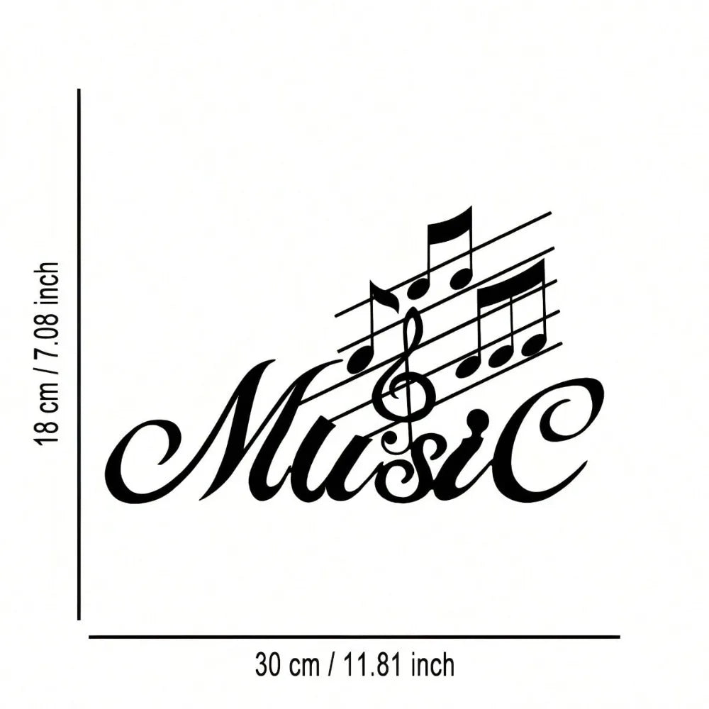 décoration murale music note cursive 3d moderne noir blanc chambre salon
