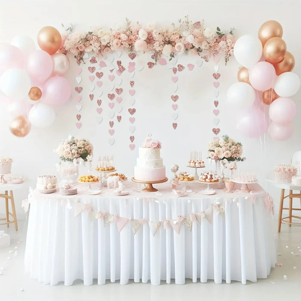 guirlande coeurs blanc rose pailleté mariage fiançailles décoration saint valentin festive papier