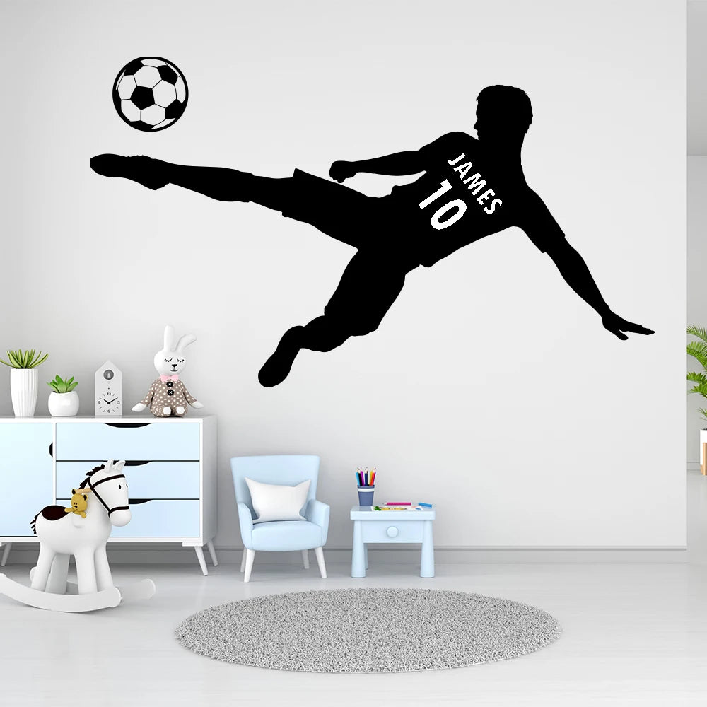 Autocollant mural football personnalisé avec numéro