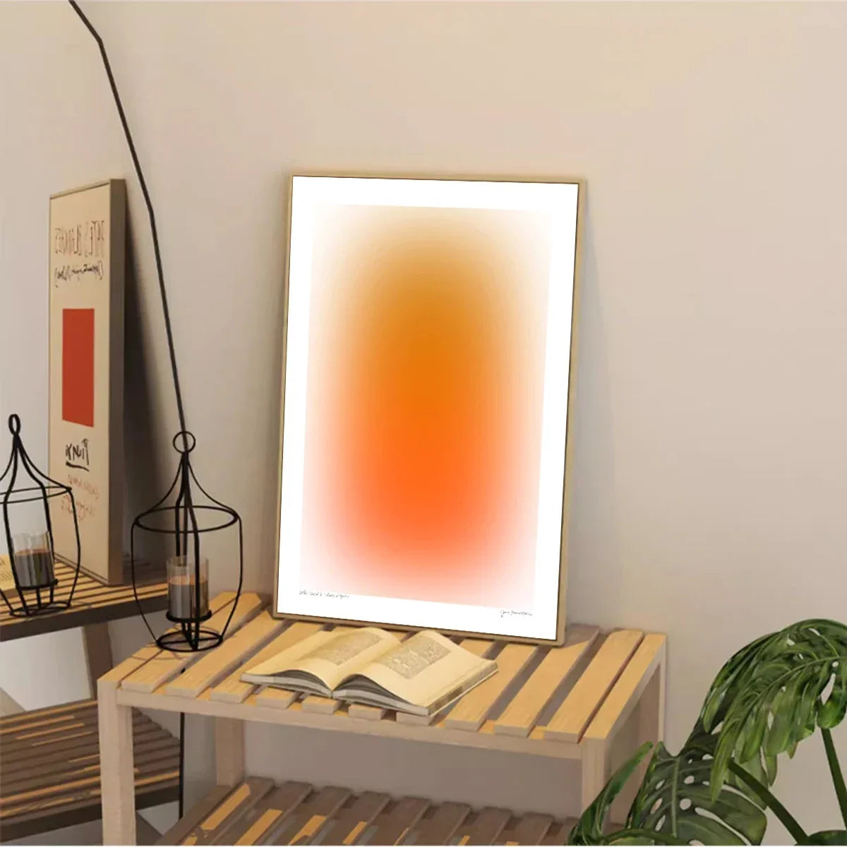 affiche toile minimaliste gradient orange bleu sans cadre moderne chambre salon 30x40cm 40x60cm 50x70cm