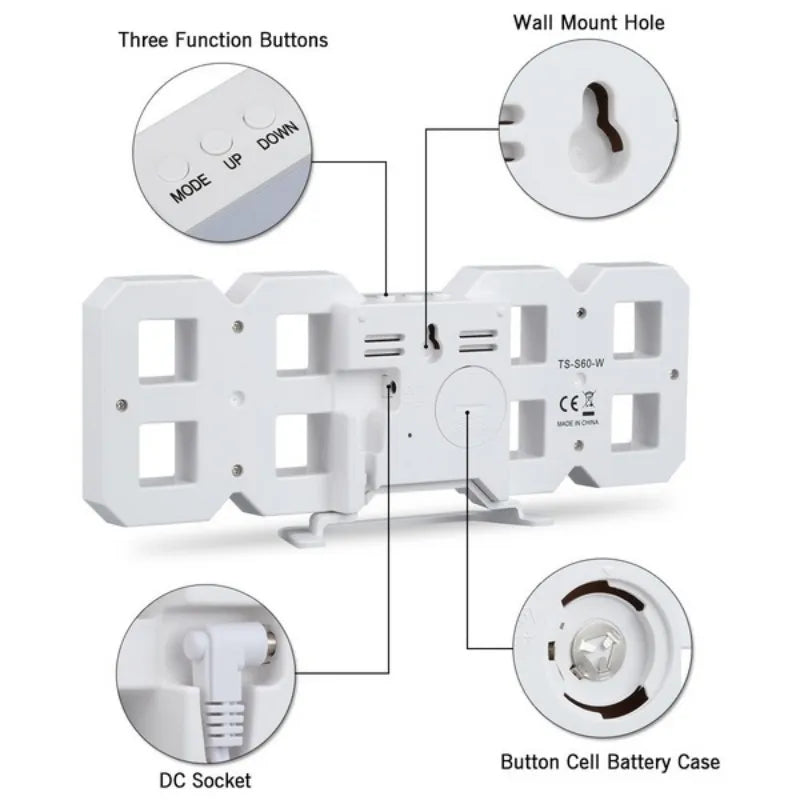 Fonctionnalités de l'horloge avec boutons MODE UP DOWN