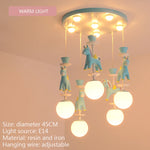 suspension lumineuse verre résine chevaux arc ciel moderne bleu rose enfant blanc contemporain