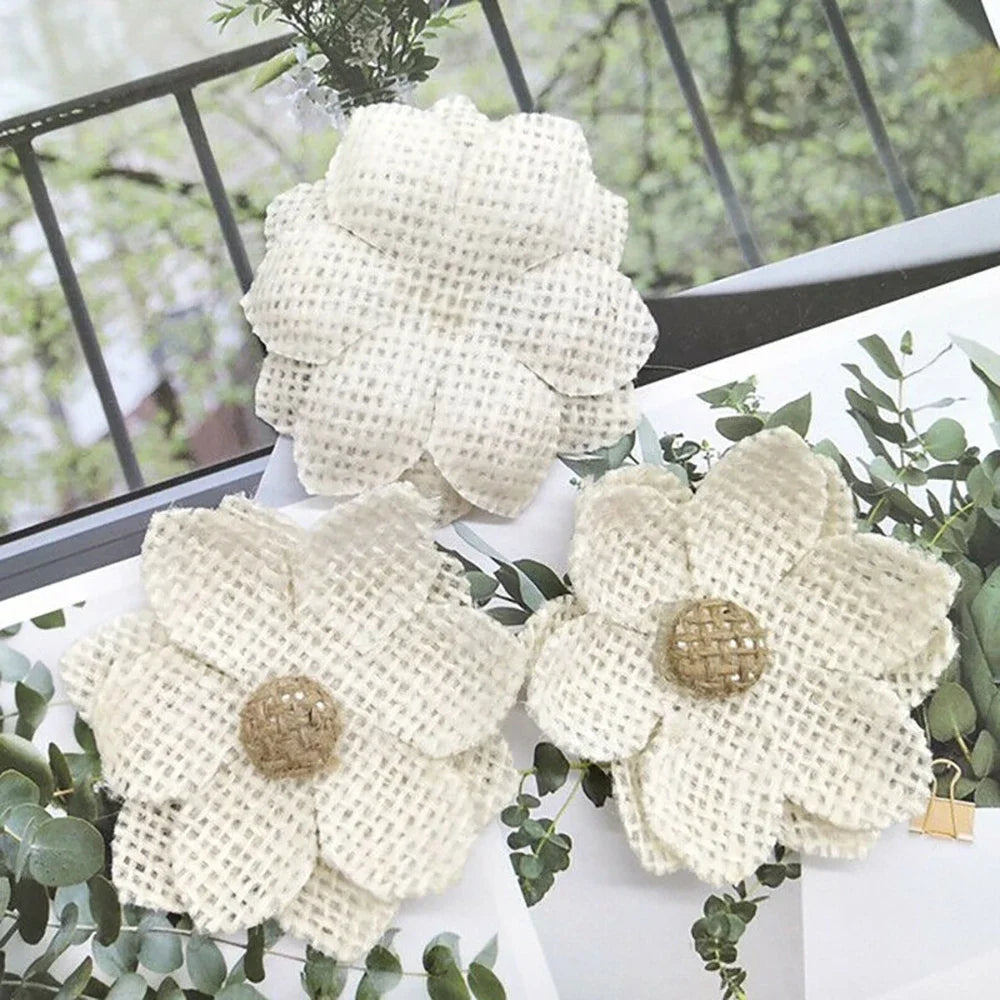 fleurs décoratives rustiques paille 10 pièces beige marron blanc anniversaire mariage rusticité naturelle