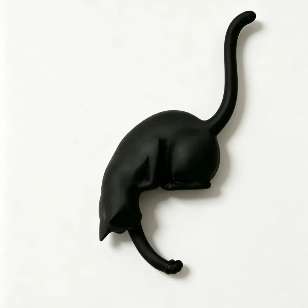 porte serviettes chat noir blanc contemporain adhésif salle bain décoration maison chambre