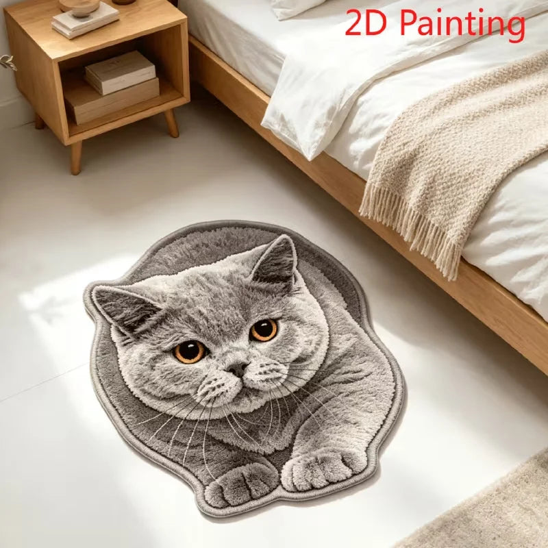 tapis gris chat motif dessin animé pile désossée polyester salon chambre couloir japonais coréen