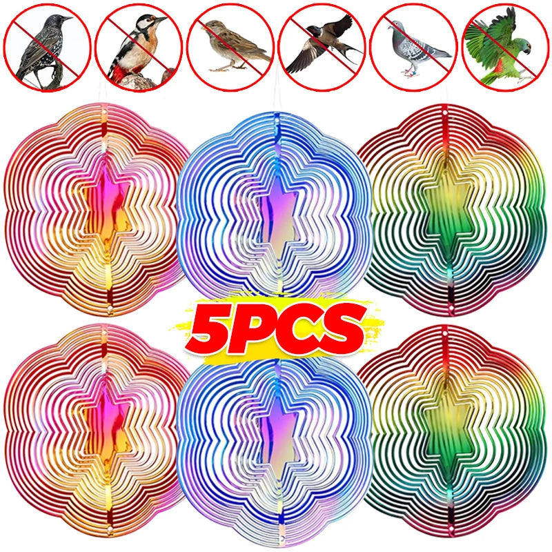 spirales decoratives anti oiseaux multicolore moderne artistique fil suspension jardin decoextérieur reflet