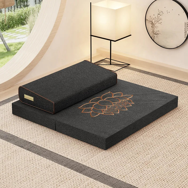 coussin méditation marron fleur lotus coton confortable yoga zen relaxation