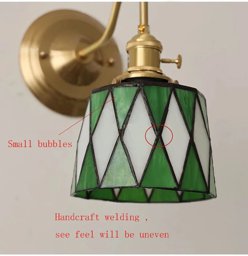 lampe suspension tiffany géométrique transparente couleurs variées triangles cercles vintage