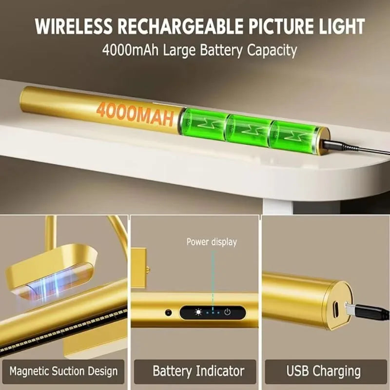 lampe led cadre or moderne rechargeable télécommande indicateur vis murale