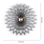 horloge murale moderne motif floral aiguilles métal couleur bois salon chambre