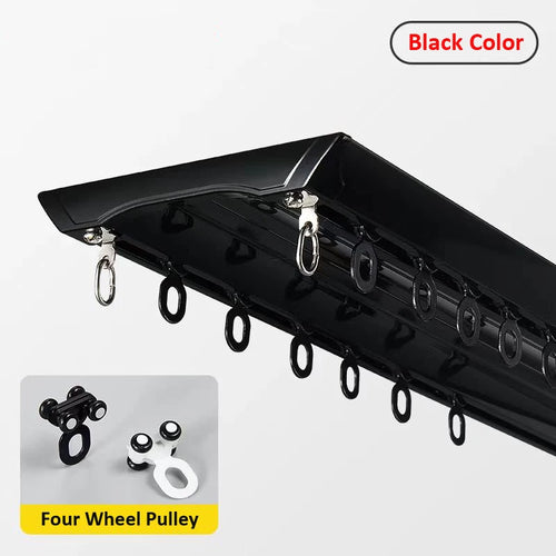 Rail rideau noir alliage d'aluminium silencieux moderne 120cm 150cm 180cm 200cm 250cm 300cm 350cm