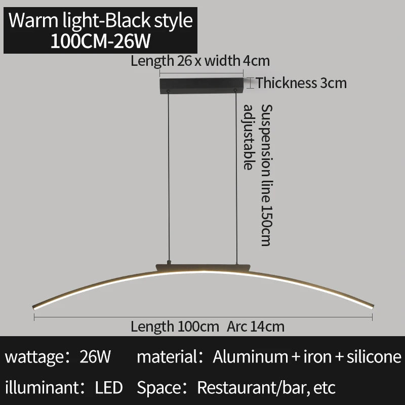 suspension lumineuse moderne minimaliste noir blanc réglable luminosité LED économique