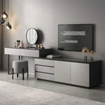 coiffeuse miroir led réglable meuble multifonctionnel moderne gris clair noir