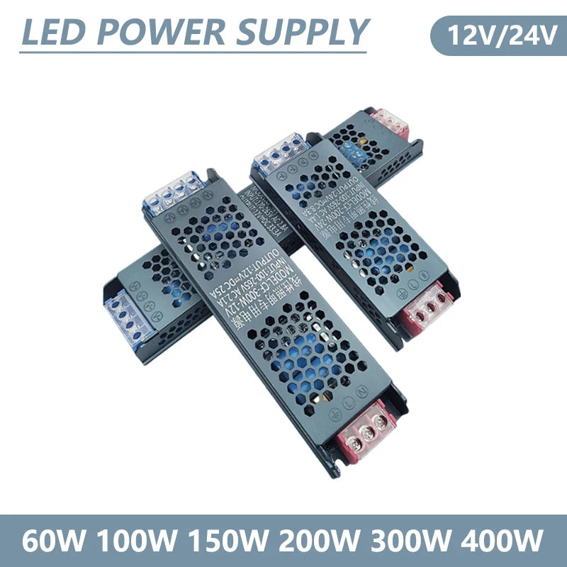 transformateur led alimentation 12v 24v 60w 100w 150w 200w 300w 400w industrielle ventilation noire