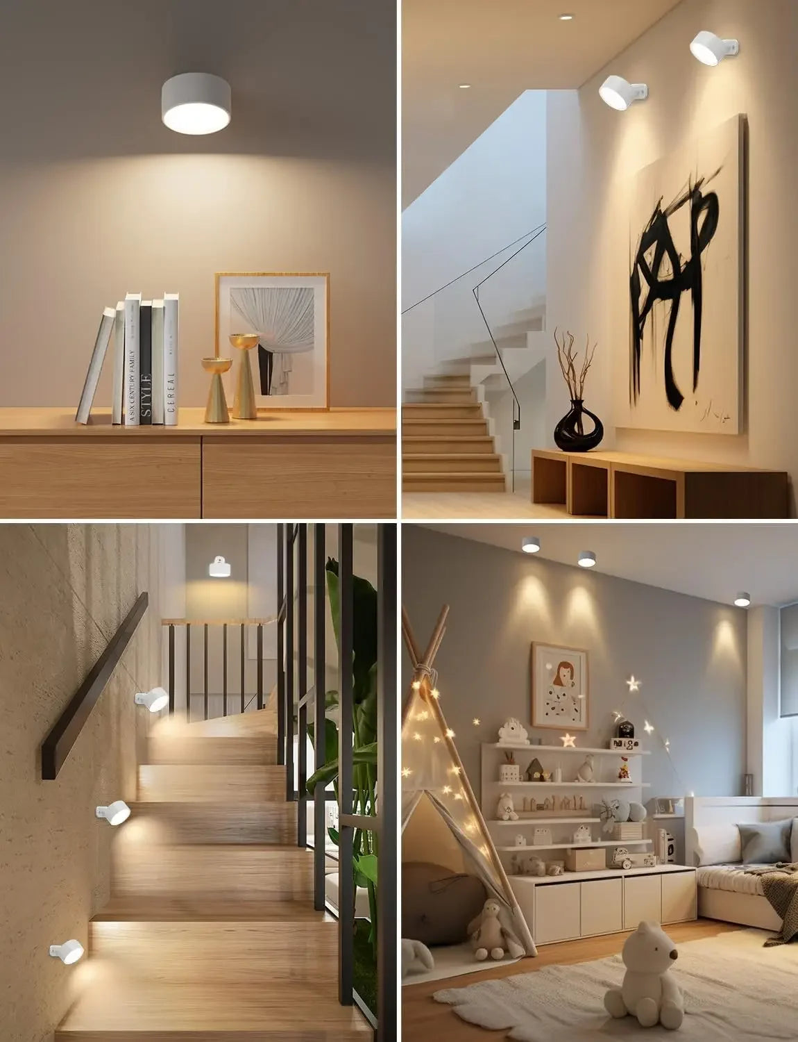 Spot LED rechargeable moderne blanc rond lisse télécommande adhésif aimant charge Type
