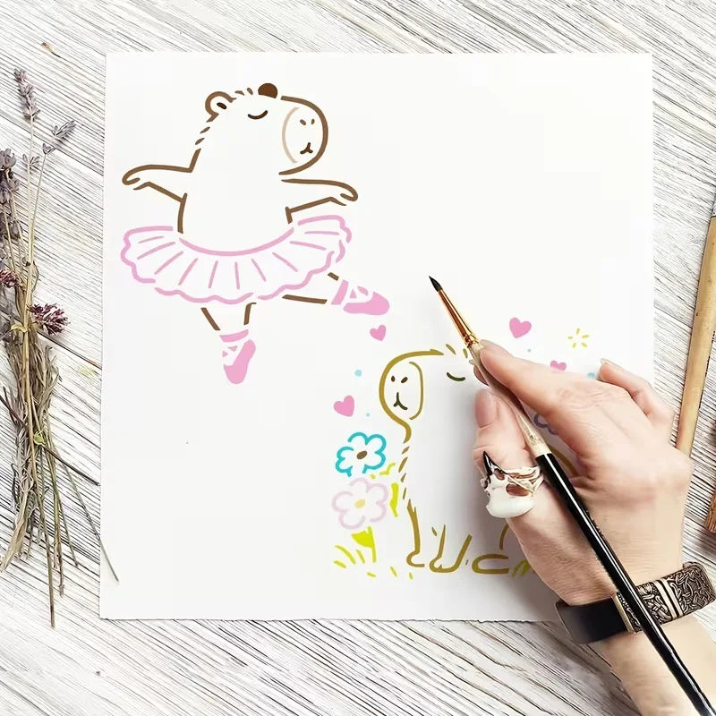 stencils réutilisables animaux mignons coeurs dessin animé sac dos tasse carte postale