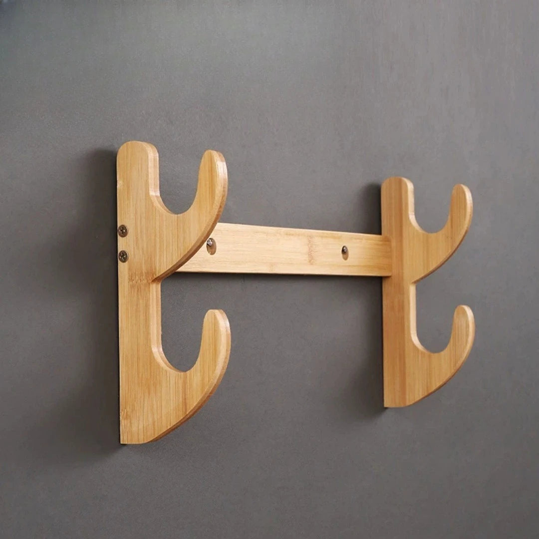 support mur épées sabres katanas japonais traditionnels deco épingle bois clips marronclair