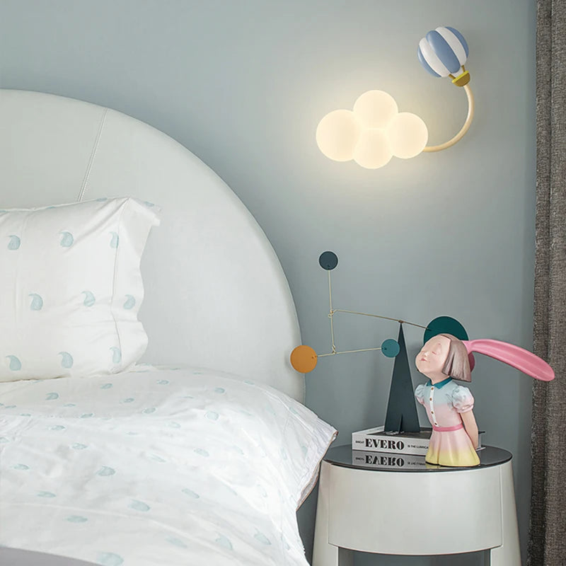 lampe murale moderne nuages avions cerfs volants étoiles arc ciel enfants led multicolore