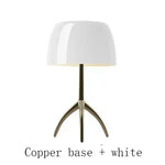 lampe table moderne blanc orange rouge pied métal base cuivrée led chambre salon