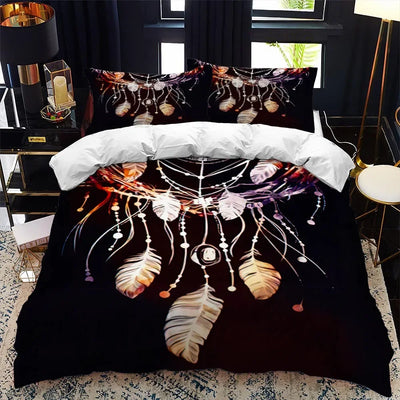 Housse de couette tartan noire en microfibre