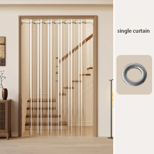 rideau partition transparent rayures verticales moderne suspension anti brise air cuisine salon