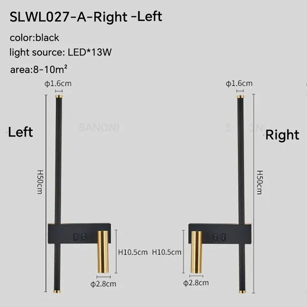 lampe murale moderne noire dorée éclairage quotidien 20 ampoules led réglable facile
