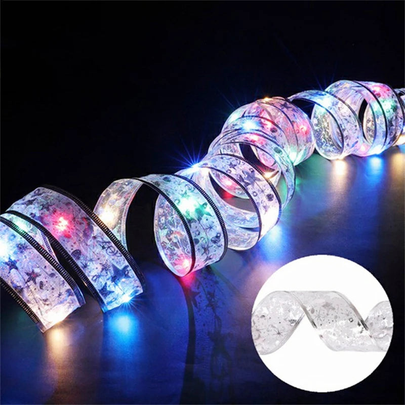 ruban lumineux multicolore étoiles dorées adhésif festif transparent vacances batteries sèches 4.5v