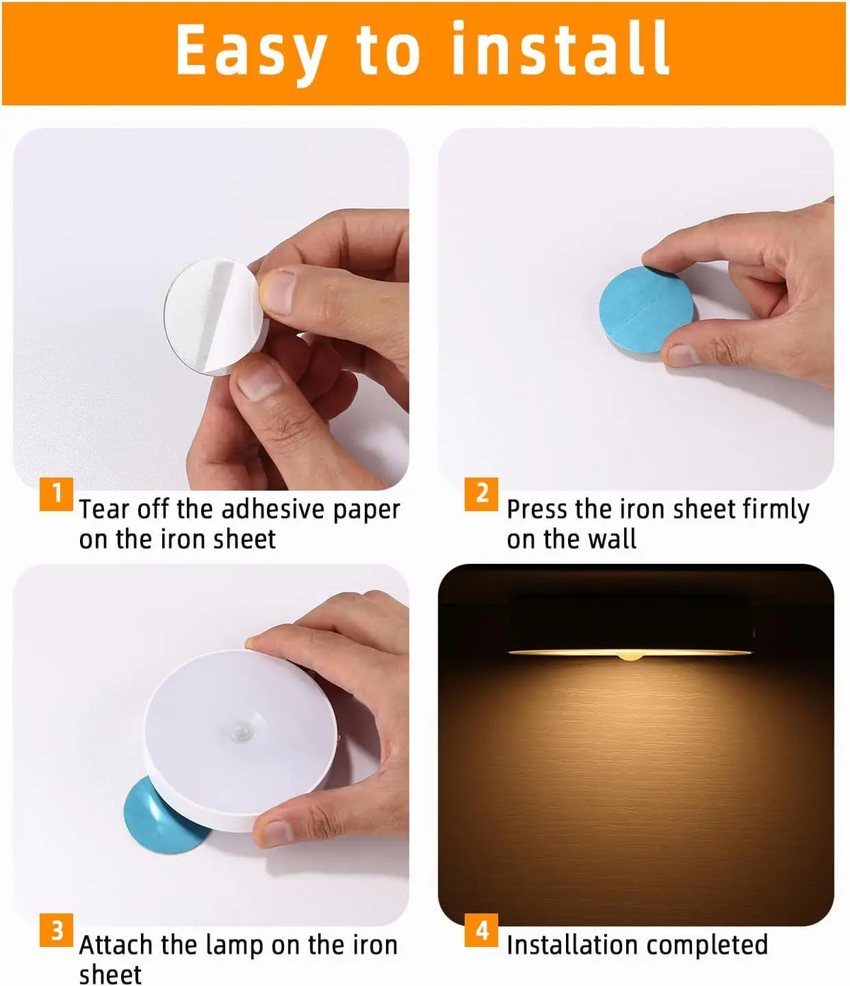 lampe led motion sensor rechargeable magnetique auto eteignante moderne blanc bedroom kitchen