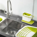 organisateur vaisselle plastique vert blanc moderne pratique support mural éponge gant cuisine brosse pot