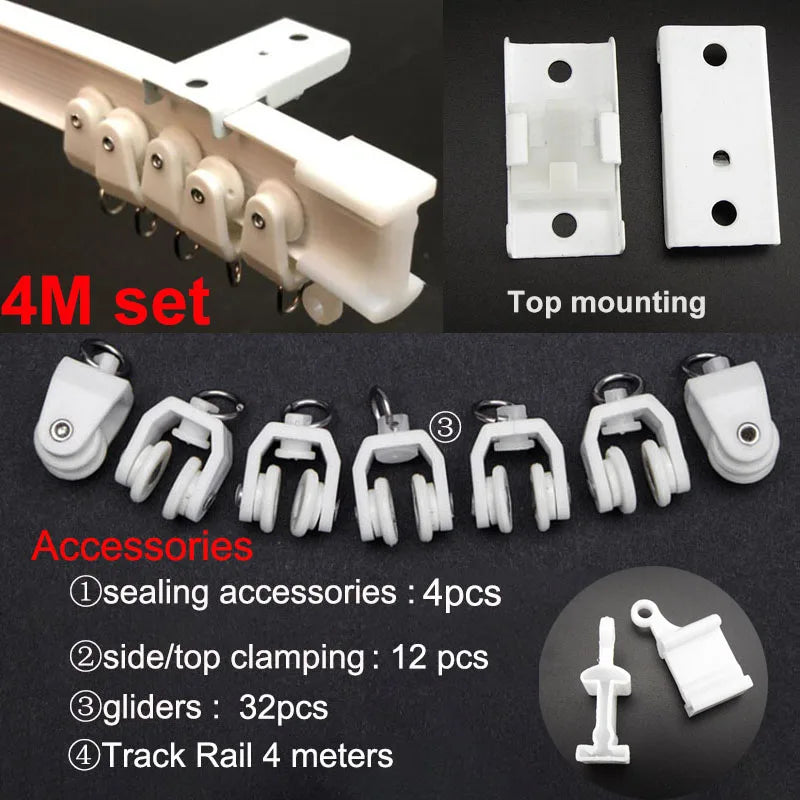 rideau glissière blanc moderne clips top clamping 1m 2m 3m