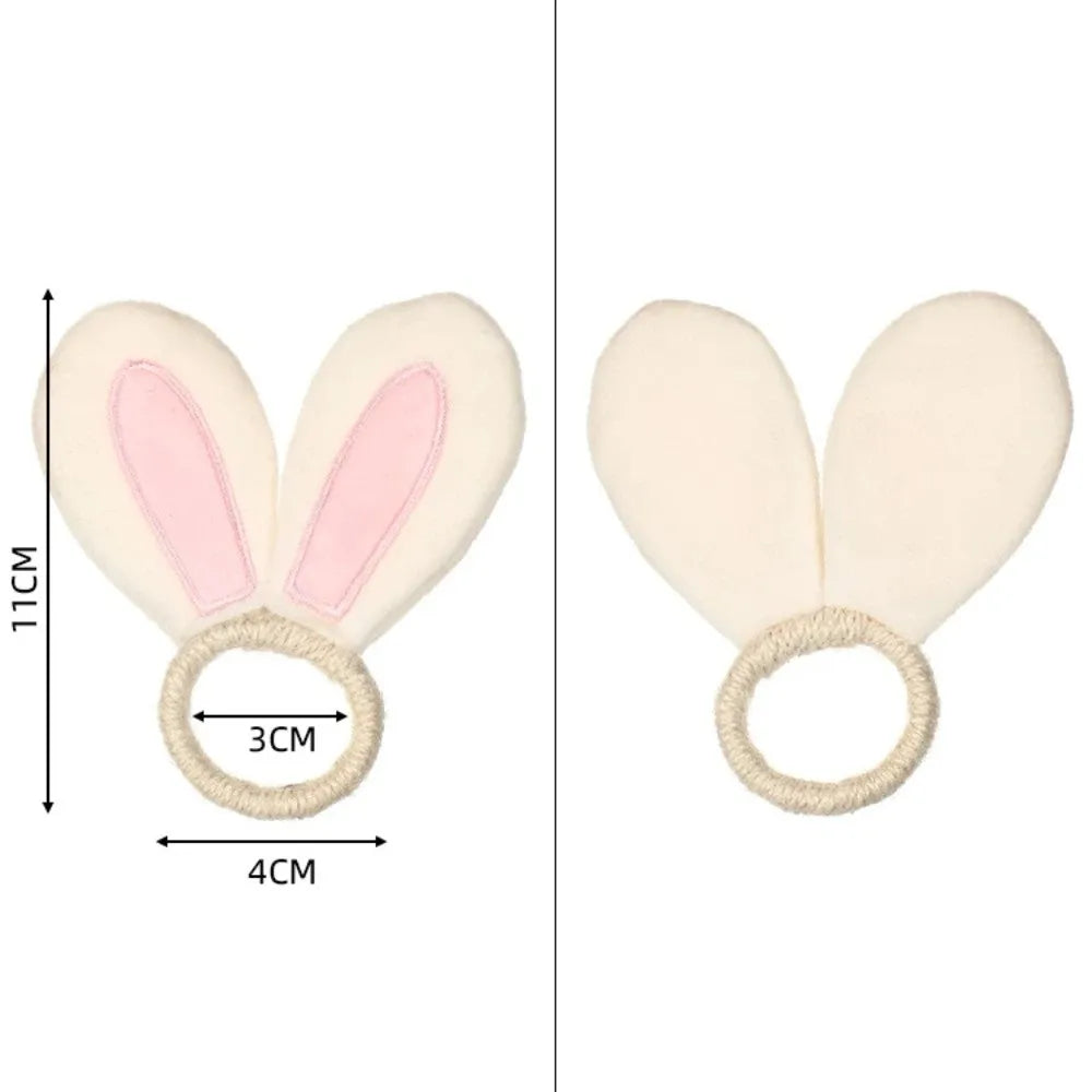anneau serviettes pâques fleurs pissenlit oreilles lapin printemps décoratif blanc vert jaune rose