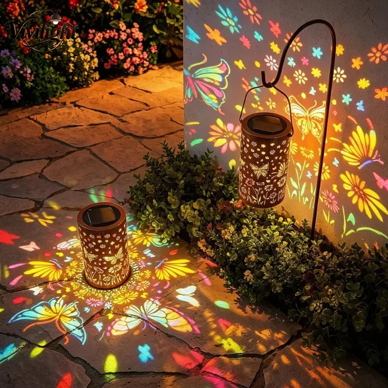lanterne solaire cuivre doré fleurs vintage ip65 portable extérieur jardin porch solar panel decorative