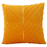 housses coussins décoratifs velours plis verticaux bleu foncé jaune gris modernes opaques 45x45cm