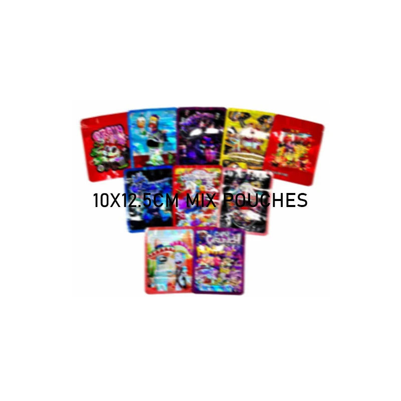 pochette plastique opaque dessin animé sac rangement biscuits épices fermeture éclair motif multicolore