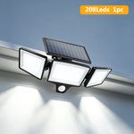 lampe solaire murale détecteur mouvement 208 led ip65 rechargeable autonomie moderne