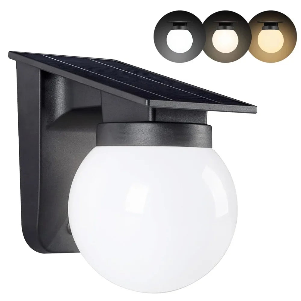 lampe solaire murale ip65 panneau solaire globe lumineux noir blanc