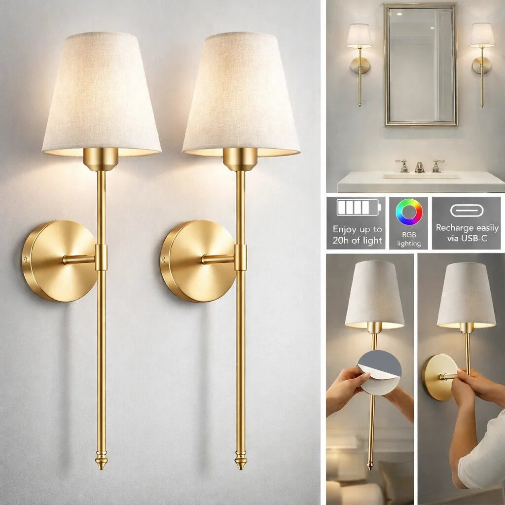 appliques murales modernes or blanc rechargeables télécommandées adhésive lumineuse élégantes LED