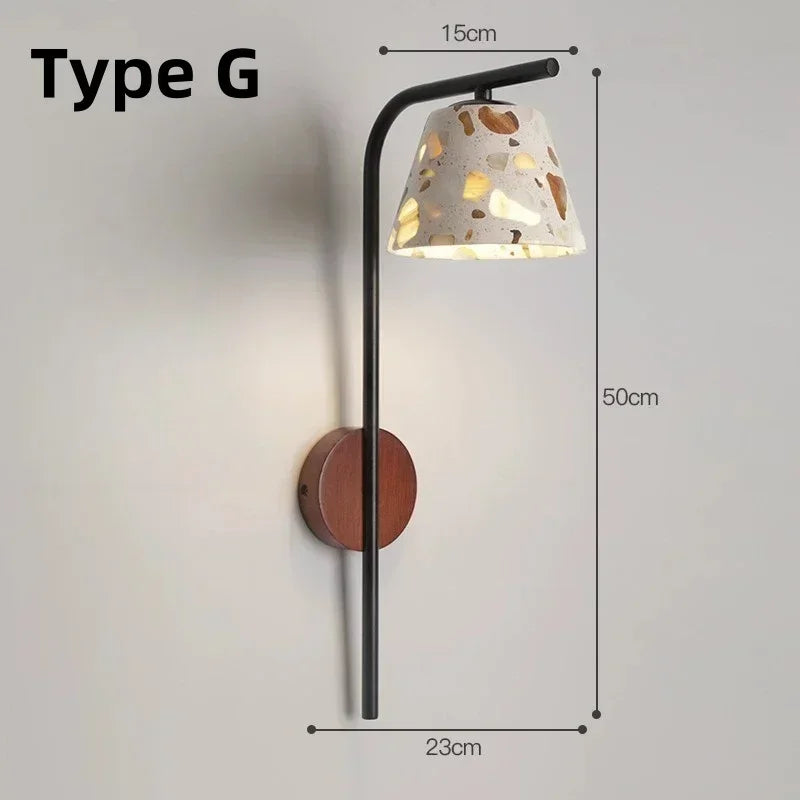 lampe murale moderne ampoule led noir marron beige blanc texture granulaire minimaliste fixée mur