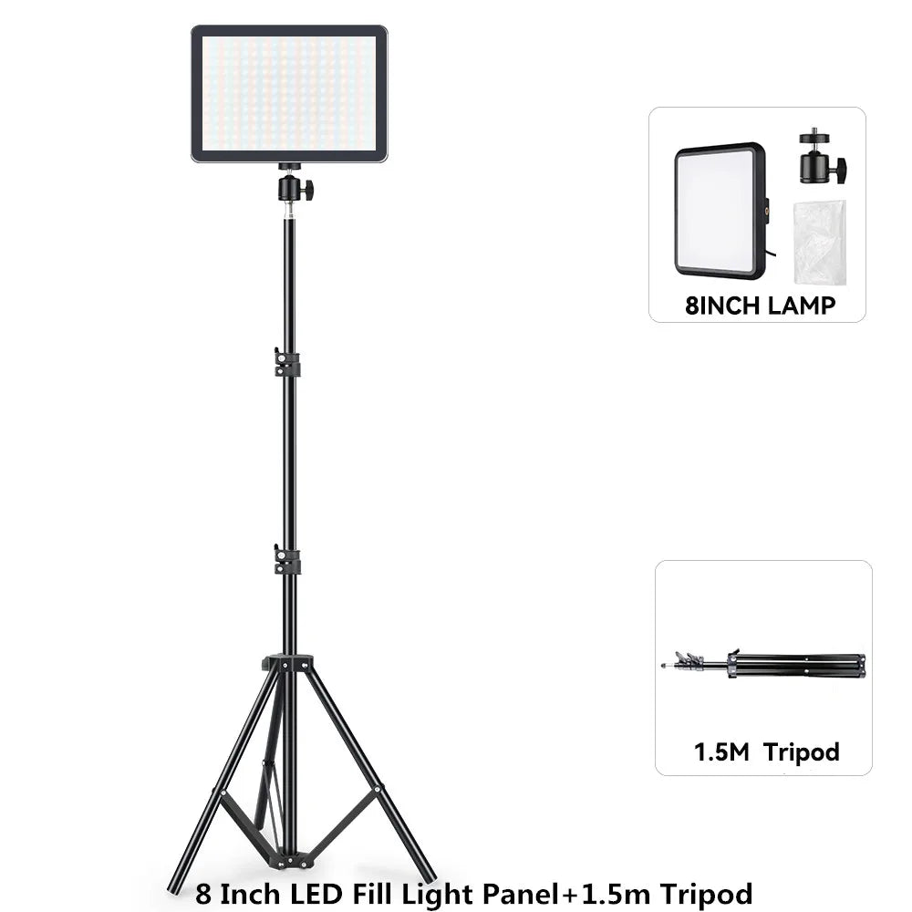 lampe led photo noir modulaire trépied réglable 12 pouces cct 2800k 9000k cdi 100