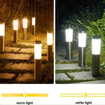 lampe solaire moderne led acier inoxydable imperméable jardin extérieur décoration gazon argenté blanc