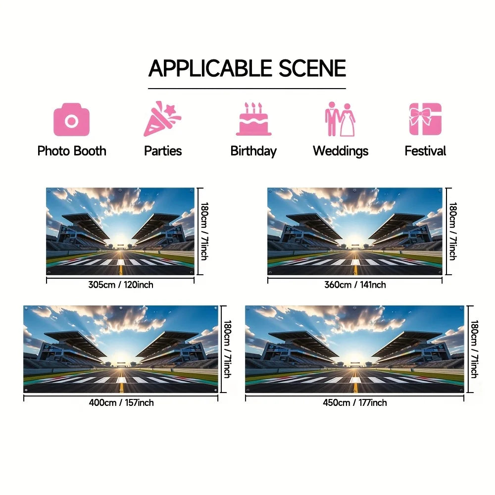 bannière décorative course automobile ciel nuages lignes piste clips bleu blanc gris