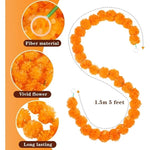 guirlande florale traditionnelle festive 150cm orange pompons intérieur mariage chandelles crâne verre