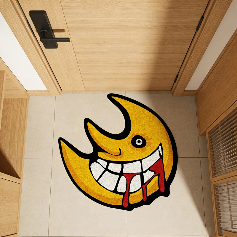 tapis dessin animé jaune noir souriant antidérapant polyester intérieur enfant salon chambre